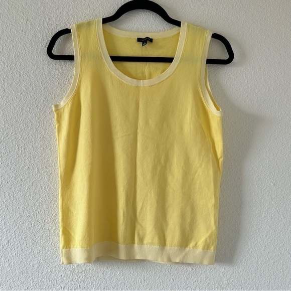 TALBOTS Tencel Lyocell Blend Sweater Vest Fine Knit Yellow Women Sz Small - Picture 1 of 5